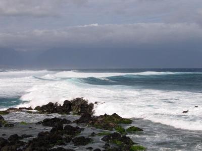 maui coast and surfing waves