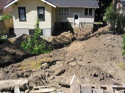 This wasn't even the worst of it - but you can see the trench dug to bury power & cable lines