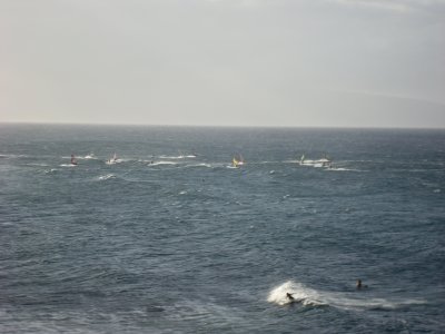 North Point wind and board surfers