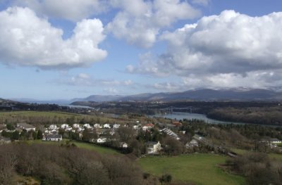 Menai Suspension Bridge and view towards Llandudno
