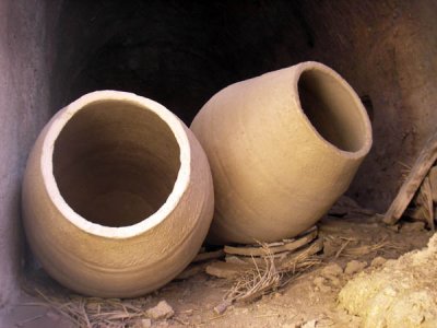 Two empty pots