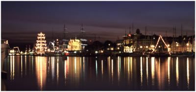 Bergen harbour at night