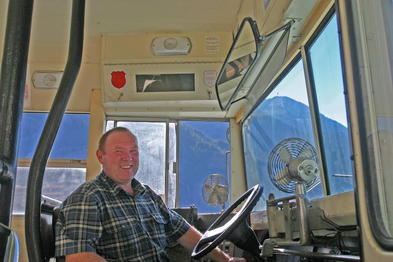 Jim Courtney attends bus duty