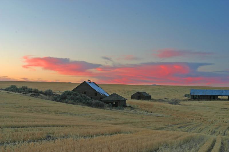 Barn and Red Fall Sky