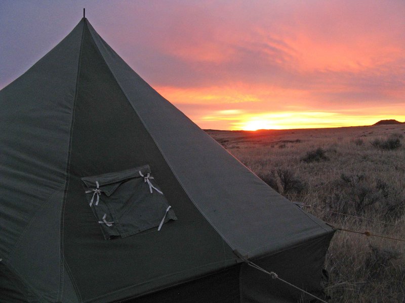 Montana Sunrise And Dads 1953 Army  Artic Tent.