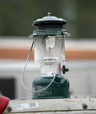 Mushers Camp Light On A Rainy Morning