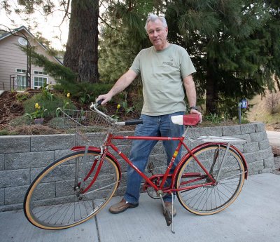 Mel  With His 1955   Schwinn  Racer , He Used As A Kid Delivering Papers