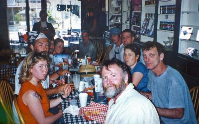  Big Feast by PCT Hikers in Julian ( May, 2002) Late  No Way Ray In Front