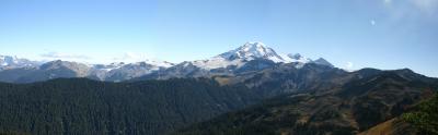  Photo Stitched Pano Shot of Mt. Baker and surrounding hills