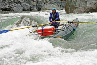 Catamaran Works Through Rapids For Clean Run