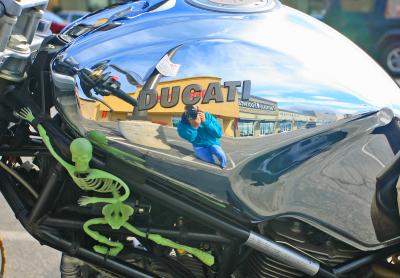 Ducati  Tank  With Green Man and  Man in the Mirror