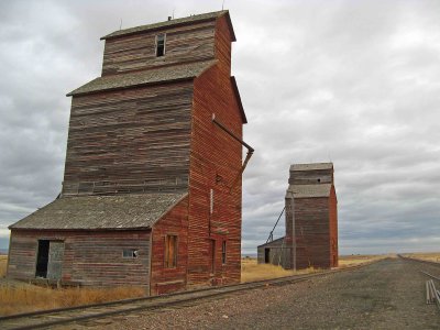  Lonesome Grain Silos Of Hobson Montana.