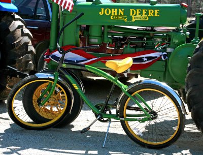 Old John Tractor And  John Deer  Bike 