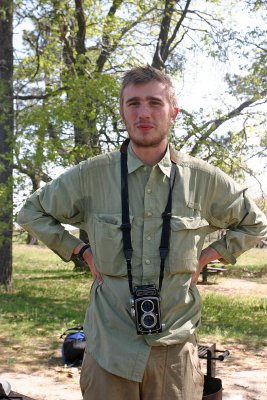 HIker With Cool Retro Rolleicord Camera....