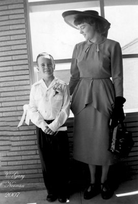 Gary and mom first communion. Our Lady of Refuge Chr 1947.