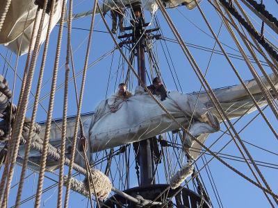 Stowing the sails
