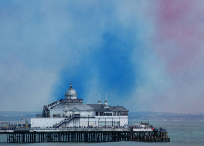 Eastbourne pier and aviation smoke