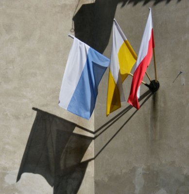 Flags on Catholic Church Bialowieza