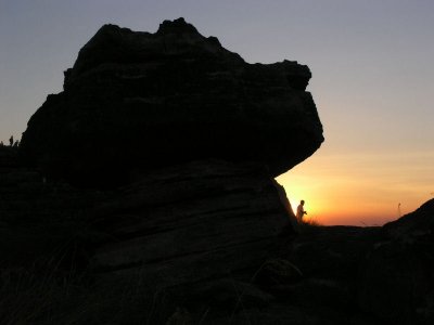 Rock resembling Lion Head sunset at Ubirr.