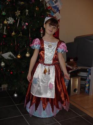 Kayleigh Dec 2005 in Cinderalla dress that Grandma Angela gave her