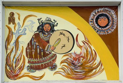 Kamchatkan shaman mural enlivens a gift store