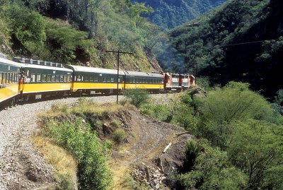 The train climbing inland near Temoris