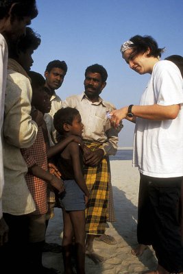 Meeting villagers alongside the Ganges