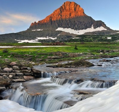 MT - Reynolds Creek Cascades - Partial Sun on Peak