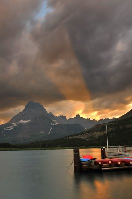 Swiftcurrent Lake Sunset Rays