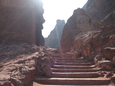The following from Petra, are my second trip back to Petra where I climbed to the High Point of Sacrifice -- up these stairs.