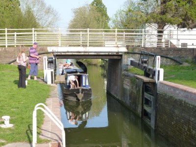 Barge approaching a lock