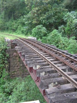 One of the many bridges.  Note the central track.