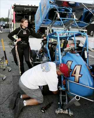 Erica watches the pre-race preparation