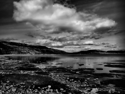 Beach at Lyme Regis in Black and White