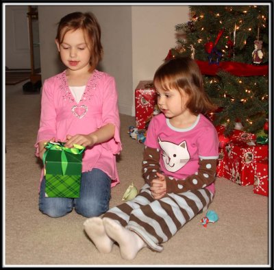 Noelle opens her present from Kylie!