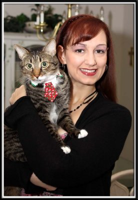 Beanie gets dressed up in his tie for Christmas