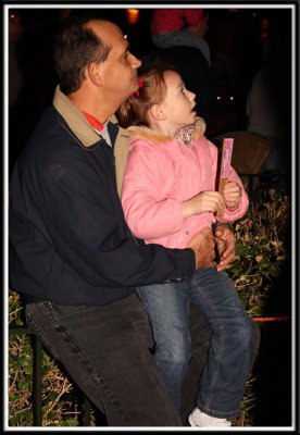 Grampy and Noelle watch Illuminations at Epcot