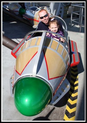 Brett and Noelle on the Astro Orbiter