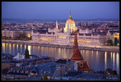 Danube River and Hungarian Parliament at Dusk