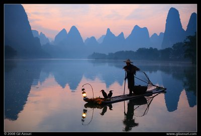 Li River Cormorant Fisherman at Twilight