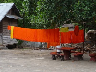 Monks' robes drying, back street Luang Prabang