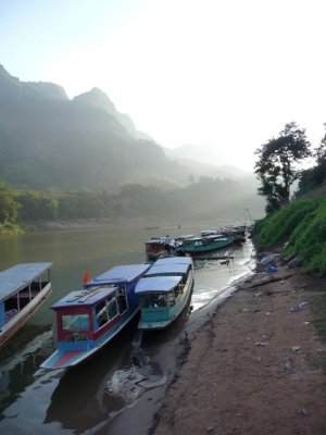 Boats moored at Nong Khiaw