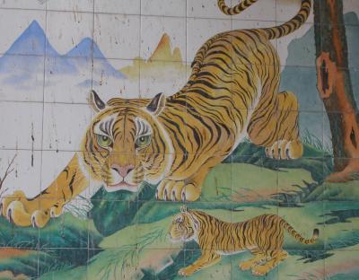 Tiger mural at Chinese temple