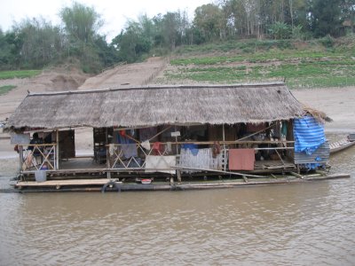 Riverside cabin on a raft