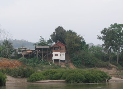 Houses on riverbank