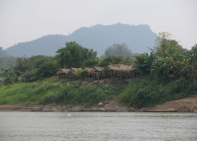 Huts on riverbank