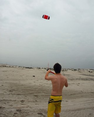 K tries parasailing training kite