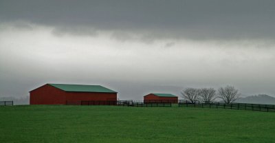 Red Barns on a Grey Day