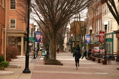 The pedestrian mall.