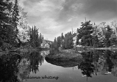 Raquette River From Kayak B/W